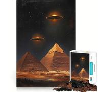 Pyramids And UFOs at Night Jigsaw Puzzles 1000 Pieces for Adults Focus Brain Toy Home Leisure Tight Edge Santa Wish Gift (50x75cm)