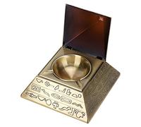 Pyramids Ashtray, Vintage Egyptian Style Metal Windproof Ashtray with Lids Cigarette Holder for Outdoor Indoor Patio Office Home Decorative Art Gift(Bronzed)