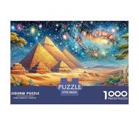 Pyramids, Glowing Stars over River And Pavilion 1000-Piece Jigsaw Puzzle Fantasy Architecture Ideal for Men, Women, Kids & Elders 38x26cm/1000pcs