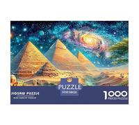 Pyramids in Desert Under Cosmic, Star-filled Night Sky 1000-Piece Jigsaw Puzzle Dream Building - Ideal for Birthday Giving 38x26cm/1000pcs