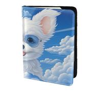 Pyramids in Flames Travel Passport Holder Cover Wallet Leather Case Travel Essentials Luggage Accessories, Puppy With Glasses In The Sky, One Size, Contemporary