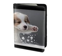 Pyramids in Flames Travel Passport Holder Cover Wallet Leather Case Travel Essentials Luggage Accessories, Puppy Playing In The Snow, One Size, Contemporary