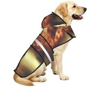 Pyramids In Flames Waterproof Dog Raincoat And Rain Jacket With Hood, Reflective Strips And Adjustable Belly Strap, Fits Small To Large Dogs