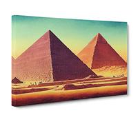 Pyramids In The Desert Canvas Print | Gallery Wrapped 30mm Frame Wall Art | 30x20 inches | Ready to Hang | Contemporary Landscape Picture | Living Room Bedroom Lounge Office