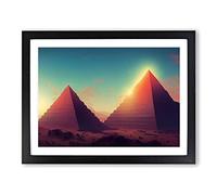 Pyramids In The Desert Vol.1 Framed Print | A2 Black Framed Wall Art | Ready to Hang | Modern Cityscape Picture | Living Room Bedroom Lounge Office
