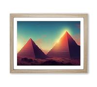 Pyramids In The Desert Vol.1 Framed Print | A2 Oak Framed Wall Art | Ready to Hang | Modern Cityscape Picture | Living Room Bedroom Lounge Office