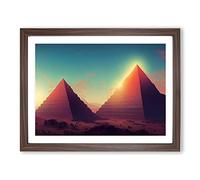 Pyramids In The Desert Vol.1 Framed Print | A2 Walnut Framed Wall Art | Ready to Hang | Modern Cityscape Picture | Living Room Bedroom Lounge Office