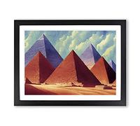 Pyramids In The Desert Vol.2 Framed Print | A2 Black Framed Wall Art | Ready to Hang | Modern Cityscape Picture | Living Room Bedroom Lounge Office