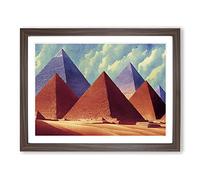 Pyramids In The Desert Vol.2 Framed Print | A2 Walnut Framed Wall Art | Ready to Hang | Modern Cityscape Picture | Living Room Bedroom Lounge Office