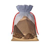 Pyramids Of Egypt Print Christmas Gift Bags,Santa Wrapping Bag,Christmas Canvas Gift Bags With Drawstrings,Present Bag