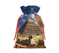 Pyramids Of Egypt Printed Christmas Drawstring Gift Bags-Xmas Wrapping Bags,Candy Bag,For Holiday Party Decorations,Wedding Party Supplies S Red Christmas Ribbon