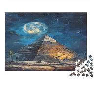 Pyramids of Giza at Night 1000-Piece Puzzle for Adults, 70x50cm/1000pcs, Smooth White Pieces for Easy Handling; for Relaxed Evenings at The Table