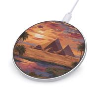 Pyramids of Giza Egypt Fast Portable Charger 10W Compact | Round Phone Charging Station Pad for Travel Work