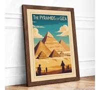 Pyramids of Giza Vintage Framed Wall Art Print A2 (59.4×42cm) Walnut, Wall Decor for Living Room, Bedroom, Office & Home, Ready to Hang, Art Gift