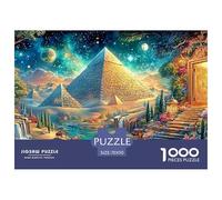 Pyramids, Portal, Camels in Starlit Oasis 1000-Piece Jigsaw Puzzle Fantasy Architecture Classic Jigsaw Puzzles for All Ages 70x50cm/1000pcs
