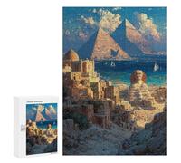 Pyramids Sphinx Ancient Egypt Landscape - Wooden Art Puzzle, 300 PCS, Creative Indoor Hobby - with A Decorative Finish