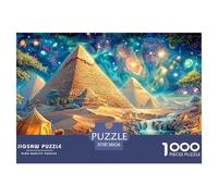 Pyramids Under A Starry Sky with Tents And A River 1000 Piece Jigsaw Puzzle Dream Building - Classic Game for Kids & Adults, Recycled 38x26cm/1000pcs