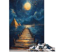 Pyramids Under Moonlight 1000 Piece Jigsaw Puzzle for Adults & Age 18 Years Up - Family Activity Jigsaw Puzzles Educational Games Difficult And Challenge 1000pcs (38x26cm)