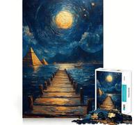 Pyramids Under Moonlight Jigsaw Puzzle 1000 Piece for Adults Brain Challenge Toy Leisure Time Clear Cut Amazing Present (38x26cm)