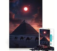 Pyramids Under Red Moon Jigsaw Puzzle 1000 Piece for Adults Brain Challenge Toy Leisure Time Clear Cut Amazing Present (50x75cm)