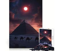 Pyramids Under Red Moon Jigsaw Puzzle 1000 Piece for Adults Brain Challenge Toy Leisure Time Clear Cut Amazing Present (38x26cm)