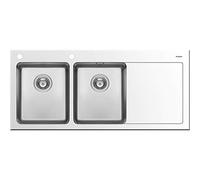 Pyramis Crystalon 116X52 2.0 Bowl White Glass & Stainless Steel Kitchen Sink LHB