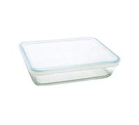 Pyrex 1.5L Rectangular Casserole Dish with Plastic Lid - Glass, Transparent, 22x17x6 cm, 1.5 Liters, White