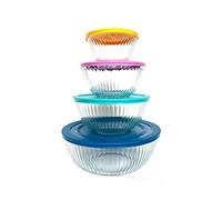 pyrex 100+ Years Glass Mixing Bowls 8-Piece Improved (Limited Edition) - Assorted Colors Lid - Colors May Vary