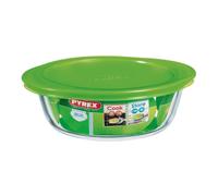 Pyrex 1L Microwave Safe Round Glass Dish with Vented Lid, BPA-Free, Leak-Proof & Dishwasher Safe, Green (Code 208P000/7046)