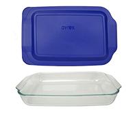 Pyrex 233 (3Qt) Glass Baking Dish with Blue Lagoon Lid - Made in USA