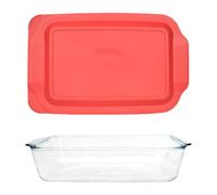 Pyrex 233-D 5Qt Glass Baking Dish with 233-PC Red Lid - Made in USA | Storage | Top-Rack Dishwasher Safe | Refrigerator | Serving | Casserole | Freezer | 9x13 | BPA-Free Plastic | Baking | Oven