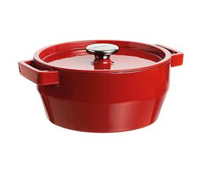PYREX 28cm Slow Cook Casserole Cast Iron, Red
