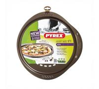 Pyrex 32 cm Large Metal Asimetria Easy-Grip Pizza Pan, Brown