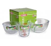 Pyrex 3pc Jug & Bowl Set (1 & 2 Litre Bowls + 0.5 Litre Measuring Jug)