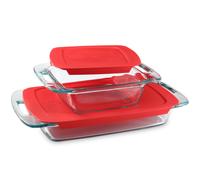 Pyrex 4-Piece Extra Large Glass Baking Dish Set With Lids and Handles, Oven and Freezer Safe