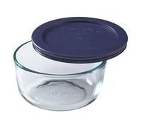 Pyrex 6017399 Simply Store 2-Cup Round Glass Food Storage Dish, Copper, Clear/Blue