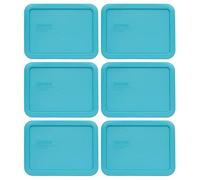 Pyrex 7210-PC Surf Blue Plastic Rectangle Replacement Storage Lids - 6 Pack