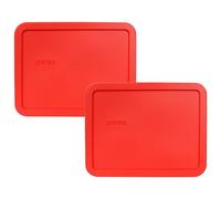 Pyrex 7212-PC 11 Cup Red Rectangle Plastic Storage Lid Made in USA - 2 Pack