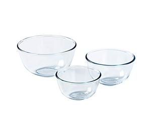 Pyrex - 8023509 - 3 Pieces; Glass Mixing Bowls/Salad Bowl - 0.5 L; 1 L; 2 L - Borosilicate Glass - Heavy Duty - Made in France