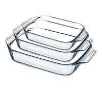 Pyrex 8023510 Set of 3 Borosilicate Glass Oven Plates