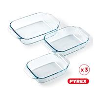 Pyrex 8023510 Set of 3 Borosilicate Glass Oven Plates - Extreme Resistance