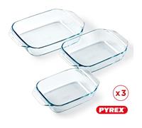 Pyrex 8023510 Set of 3 Borosilicate Glass Oven Plates Extreme Resistance Made in France