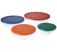 Pyrex 8Pc Smart Essentials Mixing Set Includes 4 Bowls and 4 Covers Earplug, 15 cm, Black