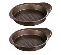 Pyrex AsimetriA Metal Cake Pan Non Stick Coating Easy Grip 26cm Brown (Pack of 2)