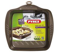 Pyrex asimetriA Metal Easy-Grip Square Roaster 24x24 cm, Carbon Steel, Brown