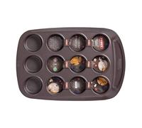 Pyrex AsimetriA Muffin Tray 12 Cups Non Stick Easy Grip Brown