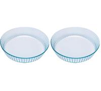 Pyrex Bake & Enjoy Glass Fluted flan Dish high Resistance 26 cm (Pack of 2)