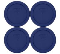 Pyrex Blue 2 Cup Round Storage Cover #7200-PC for Glass Bowls 4-Pack | BPA-Free Plastic | Top-Rack Dishwasher Safe | Refrigerator Freezer Safe | Secure Fit | Meal Prep