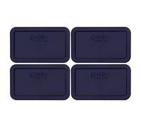 Pyrex Bundle - 4 Items: 7214-PC 4.8-Cup Dark Blue Rectangle Plastic Food Storage Lids Made in the USA