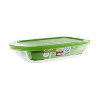 Pyrex Cook & Store Rectangular Dish With Lid 750ml Clear/Green